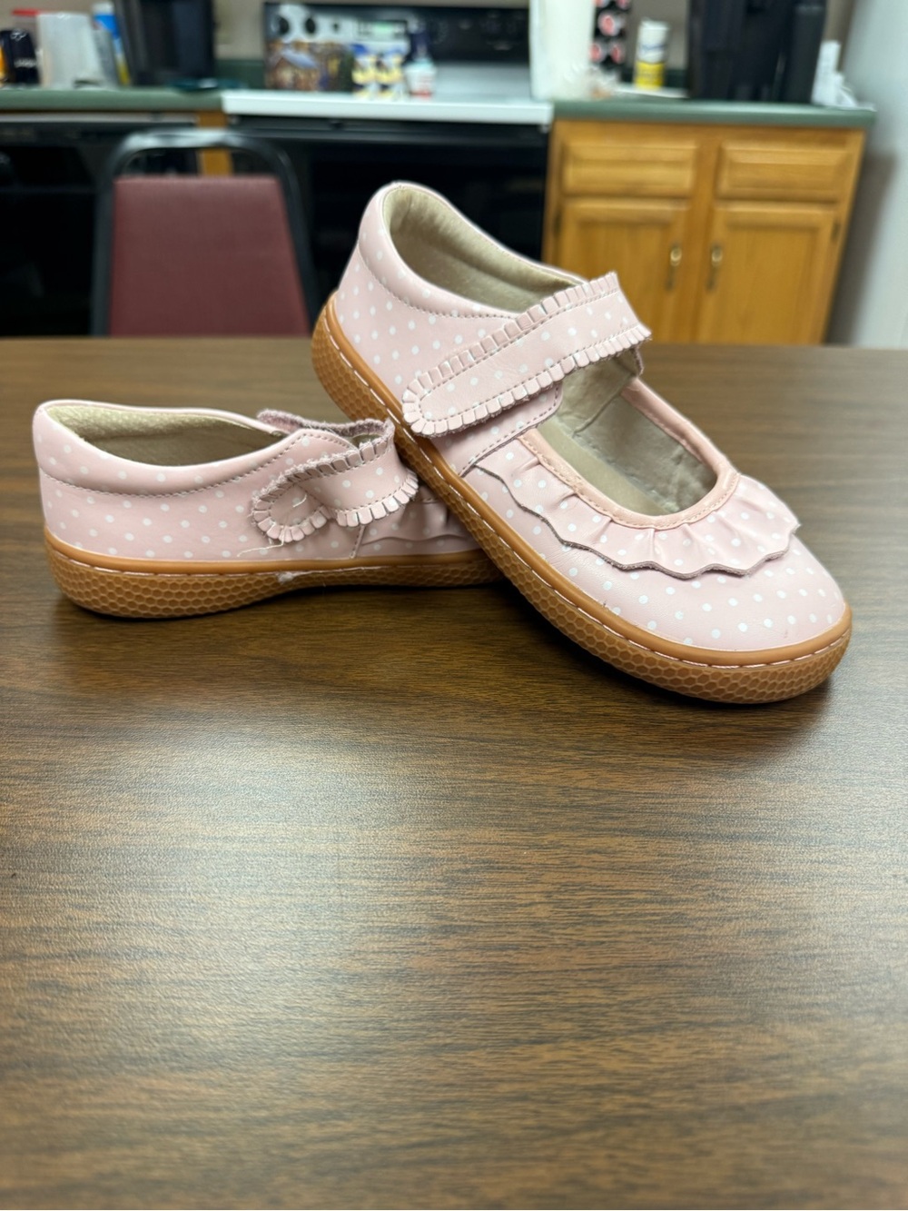 Livie & Luca Pink Polka Dot Ruche Leather Mary Jane Shoes Toddler Size 2